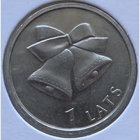 Латвия 1 лат 2012 г. Колокольчики. В холдере