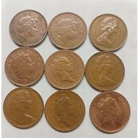 1 пенни  1971 г.1976 г .1984 г.1988 г .1993 г .1994 г.1996 г .1999 г .2001 г .2006 г