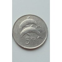 Исландия 5 крон 1987 год дельфины