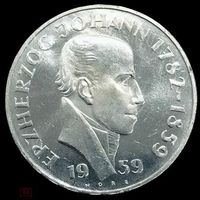 25 шиллингов 1959 Австрия - эрцгерцог Иоган Серебро яркая штемпельный блеск