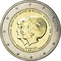 2 евро Нидерланды 2013 Королева Беатрикс и наследный принц Виллем Александр  UNC из ролла