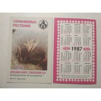 Карманный календарик. Красная книга Узбекской ССР .1987 год