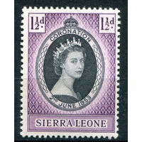 Британские колонии - Сьерра Леоне - 1953г. - коронация королевы Елизаветы II - 1 марка - полная серия, MH [Mi 175]. #3-WB-90-A-1