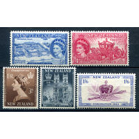Британские колонии - Новая Зеландия - 1953г. - коронация королевы Елизаветы II - 5 марок - полная серия, MNH, MLH [Mi 322-326]. #2-Bc-46-A-2