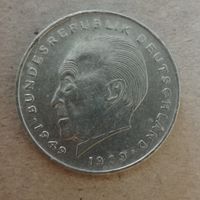 Германия ФРГ 2 марки 1969 год "G", Конрад Аденауэр, 20 лет Федеративной Республике (1949-1969), KM# 124