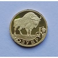 Золотая медаль Зубр 2015 г. Золото 999 проба. 0,5 гр. Proof. Клеймо с пробой. Сертификат.