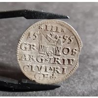 Трояк 3 гроша 1595 года Рига Сигизмунд III