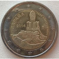 Испания 2 евро 2014 г. Парк Гюель Антони Гауди в Барселоне