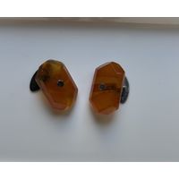 Запонки янтарь,серебро СССР.