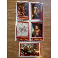 Марки СССР. 1987 год. Искусство. Эрмитаж. Европейская живопись. (серия из 5 марок) Чистые.