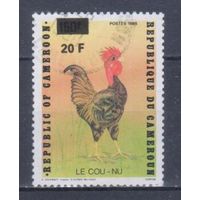 [161] Камерун 1990. Фауна.Птицы.Петух. НАДПЕЧАТКА. Гашеная марка.