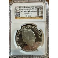 1 доллар США 1990Р 100 летие Эйзенхауэра слаб PF61