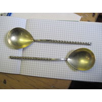 Ложки салатные мельхиоровые с позолотой 19,5 см, Таллин. Цена за одну.