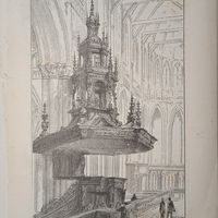 Энциклопедическая гравюра . Церковная кафедра в ... 19 нач.20век. 22х15см.