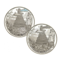 RARE Палау 2х2 доллара 2016г. Библейские истории: "Вавилонская Башня - набор". Монеты в капсулах; подарочном футляре; номерные сертификаты; коробка. СЕРЕБРО 2х15гр.