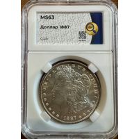 1 доллар США 1887 без отметки монетного двора слаб MS63