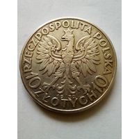 Польша 10 злотых 1932 г.без знака МД,хорошая.