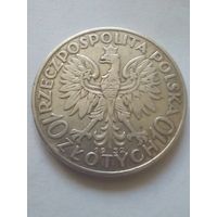 Польша 10 злотых 1932 г.без знака МД,хорошая.