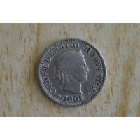 Швейцария 10 раппенов 1901 с 1 руб