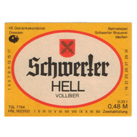 Этикетка пива Schwerter Hell Германия П793