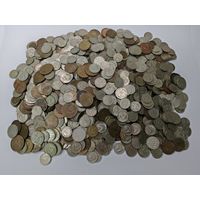 Монета СССР. 1 копейка, 2 копейки, 3 копейки, 5 копеек, 10 копеек, 15 копеек, 20 копеек, 50 копеек, Одним лотом более 3 кг. С рубля