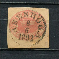 Швеция - 1893 - Герб 10 Ore - (с гашением  ASENHOGA) - 1 вырезка. Гашеная.  (Лот 1HT)-TG3P15