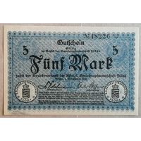 Германия 5 марок 1918 г Флёа (Flоha) 146.01.b, N #  Reihe B, аUNC, В/З