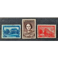 СССР 1950г. Серия из 3 марок. 10 лет Литовской ССР. гаш.