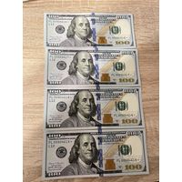100$ серия с * 4 купюры