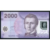 Чили 2000 песо 2009 г. P162a. Серия DB. Полимер. UNC