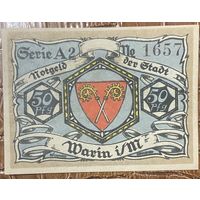 Нодгельд 50 пфеннигов 1922 год. Варин. Веймарская республика