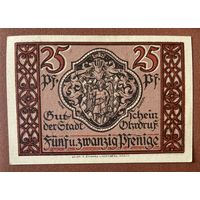 Нотгельд 25 пфеннигов 1921 год. Ордруф. Веймарская республика