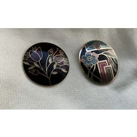 Брошь Цветы Тюльпаны Клуазоне эмаль Англия Fish 60-e