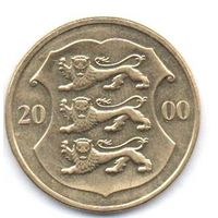 ЭСТОНСКАЯ РЕСПУБЛИКА. ВТОРАЯ РЕСПУБЛИКА. 1 КРОНА 2000