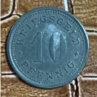 Монета 10 пфеннигов 1917 год. Бургштайнфурт. Веймарская республика