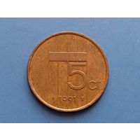 Нидерланды. 5 центов 1991
