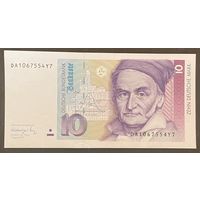 Банкнота 10 марок. 1991 год, ФРГ. Карл Фридрих Гаусс. Секстант. НЕ БЫЛА В ОБОРОТЕ