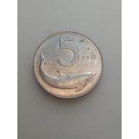 Италия 5 лир 1972 года .