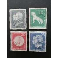 ГДР 1961 Полная серия марок "150 лет со дня рождения композитора Ференца Листа" (гашение, две марки с клеем, а две без клея, все с наклейками) Mi.857-860 каталог 10.00 евро