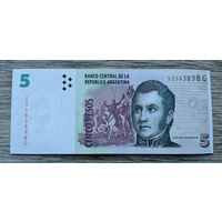 Werty71 Аргентина 5 песо 2013 UNC банкнота