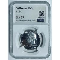 50 центов 1969 Кеннеди pf 69 серебро США