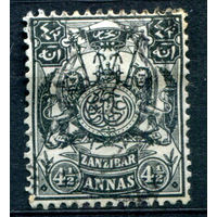 Британские колонии - Султанат Занзибар - 1904г. - герб, 4 1/2 А - 1 марка - гашёная [Mi 79]. #4-B5-122-A-1