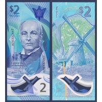 Барбадос, 2 доллара 2022 г, P-W80 (H, полимер, учёный Джон Эдвард Редмонд, мельница сахарного завода), UNC