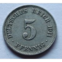 Германия. 5 пфеннигов 1911 года.J.