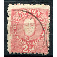 Королевство Тонга - 1895г. - король Джордж Тупоу II, 2 1/2 P - 1 марка - гашёная [Mi 30]. #4-B5-130-A-1