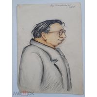 Шарж на актёра БДТ Полицеймако В.П. 50-е годы.