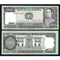 Боливия 1000 песо 1982 год, UNC.
