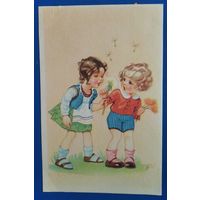 Девочки и одуванчик. Польша. 1950-60 г. Чистая