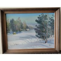 Зима к вечеру.. холст. масло. Брестский художник Пепеляев В Н . 40*30 см. 2015 г.
