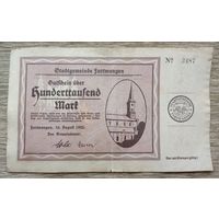 Werty71 Германия 100000 марок 1923 банкнота Гроссгельд Фуртванген Баден-Вюртемберг Большой формат
